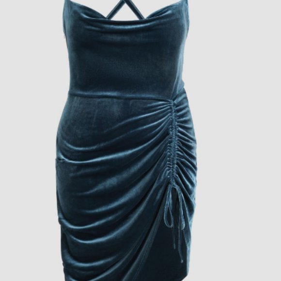 Blue Velvet Dress - Picture 1 of 5
